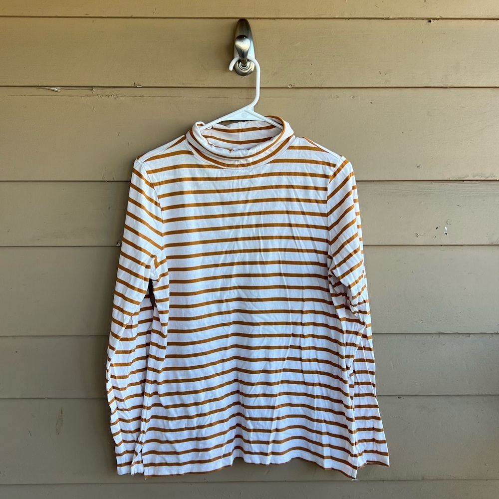 Old Navy Striped Long-Sleeve Turtleneck Top - Size L Modest Casual Fall